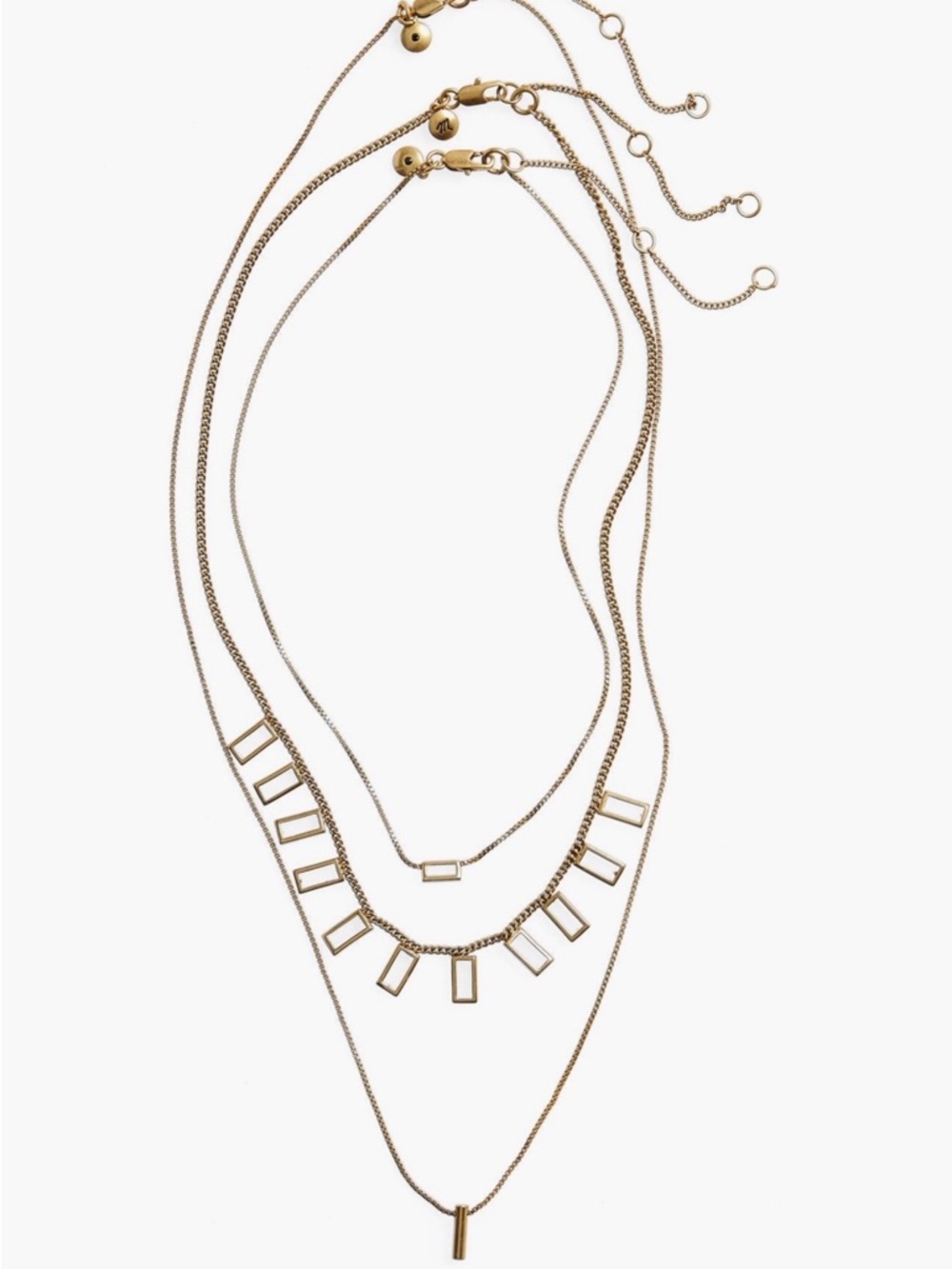Madewell Triple-Layer Rectangle Pendant Necklace - Gold